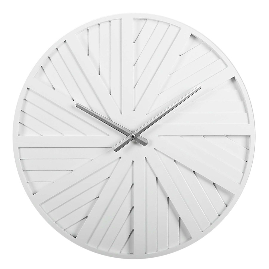 Clocks * | White Slat Wall Clock, 20 Sale Online