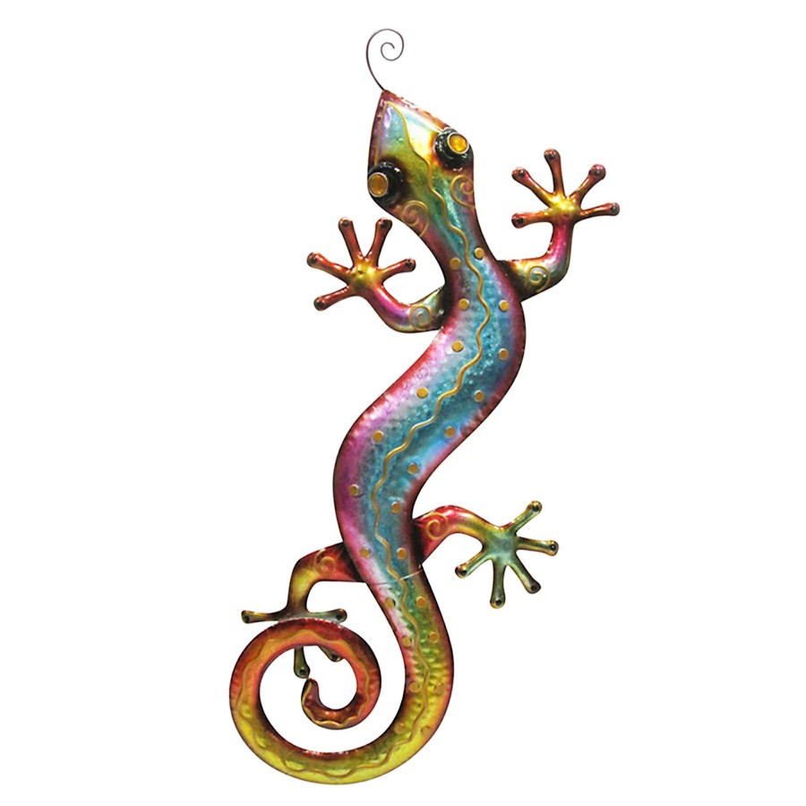 Wall Art * | Pink Metal Gecko Wall Decor, 29 Sale Online