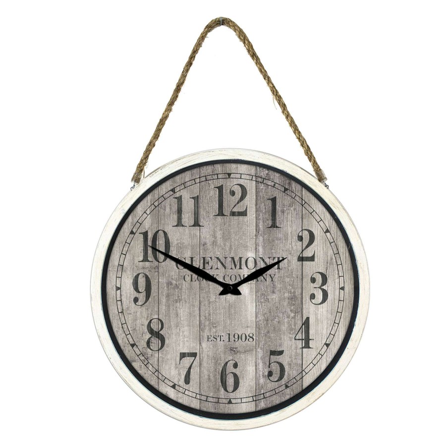 Clocks * | Ty Pennington Hanging White Plank Clock, 16 Excellent