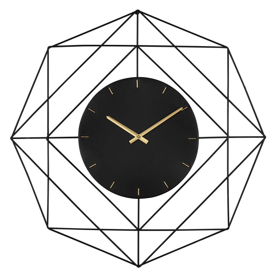 Clocks * | Modern Black Metal Wall Clock, 24 Excellent