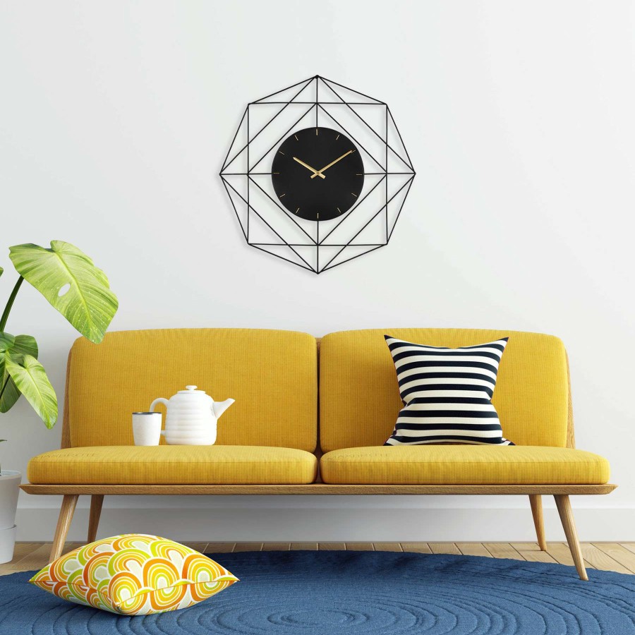 Clocks * | Modern Black Metal Wall Clock, 24 Excellent