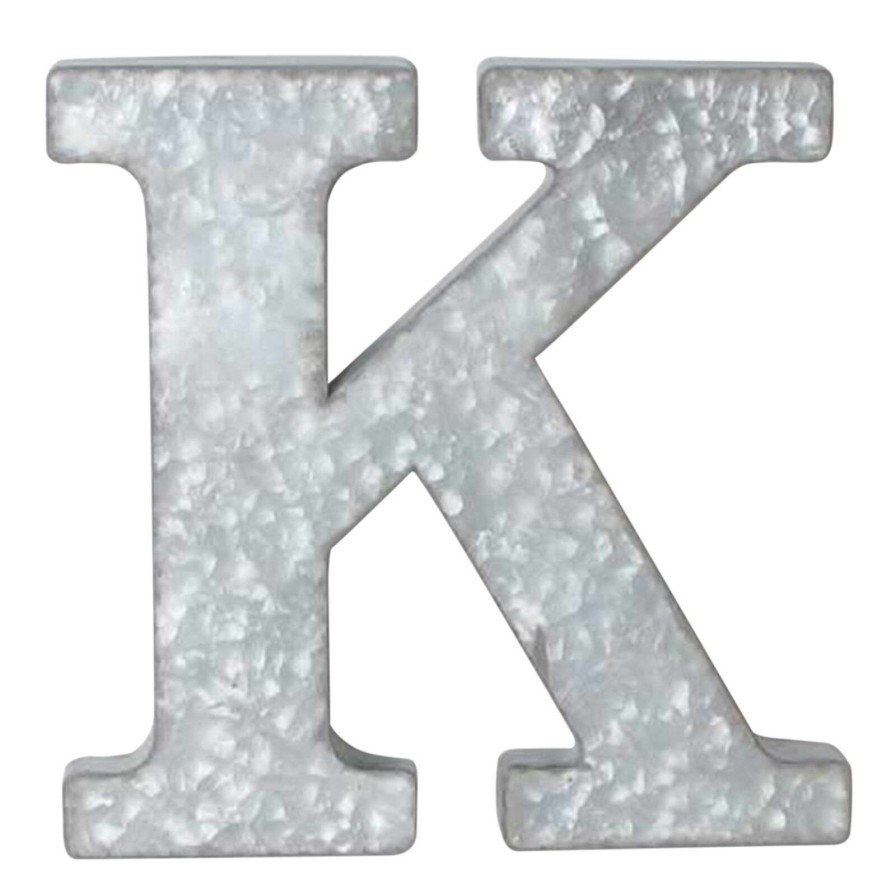 Wall Art * | 12In. Galvanized Metal Monogram K Absolute Quality