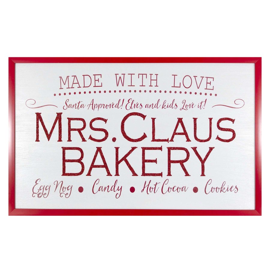 Wall Art * | Red & White Mrs Claus Bakery Wall Sign, 18 30 Online Discount