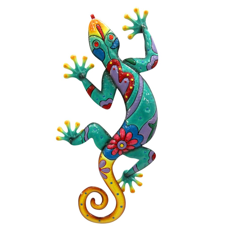 Wall Art * | Bright Gecko Metal Wall Decor, 24 Promotion