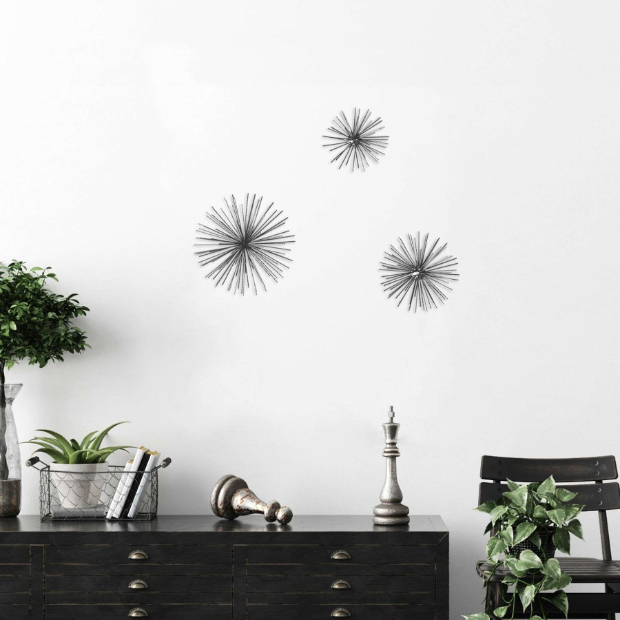 Wall Art * | 3-Piece 10 8 6 Gunmetal Urchin Set Wall Decor Shop