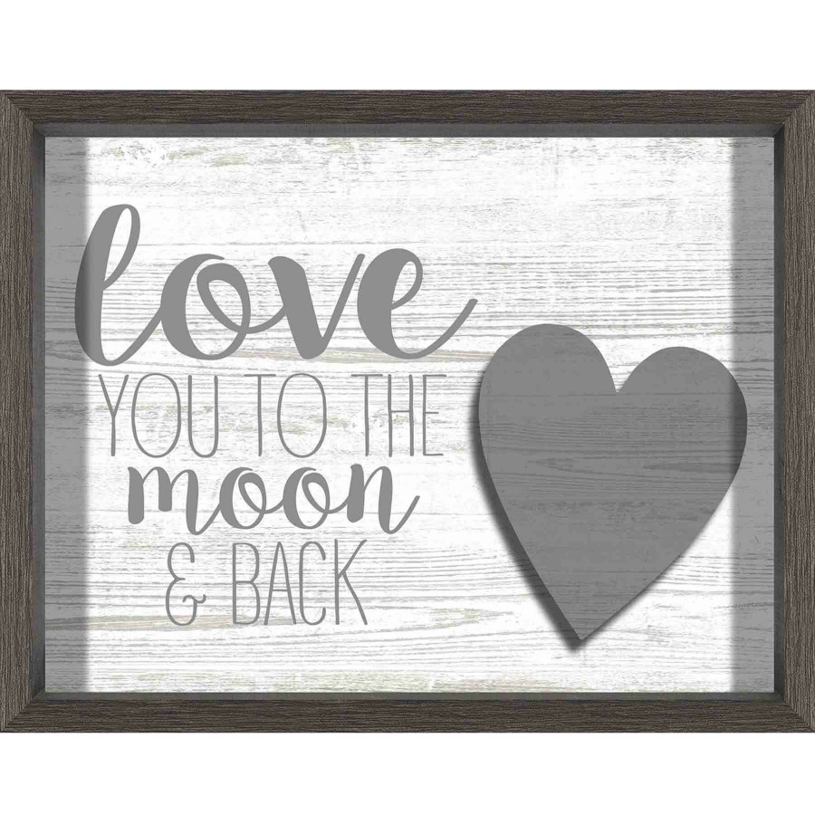 Wall Art * | 11X14 Love You To The Moon And Back Inverted Wood Box Lifted Heart Original Model