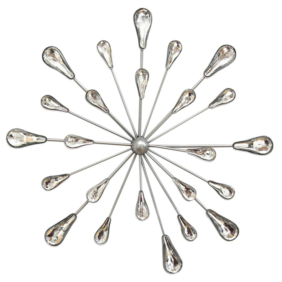 Wall Art * | 10In. 3-Piece Silver Teardrop Bling Burst Wall Art Sale