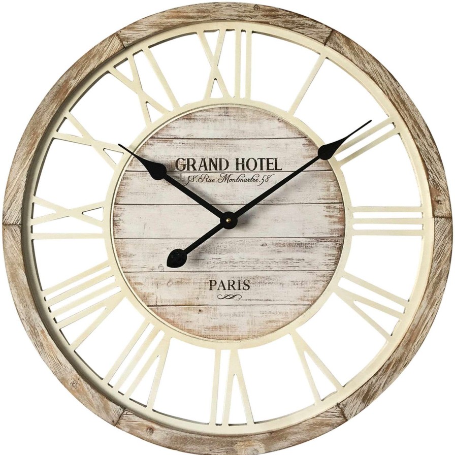 Clocks * | 23In Round Wood Clock Classical Style