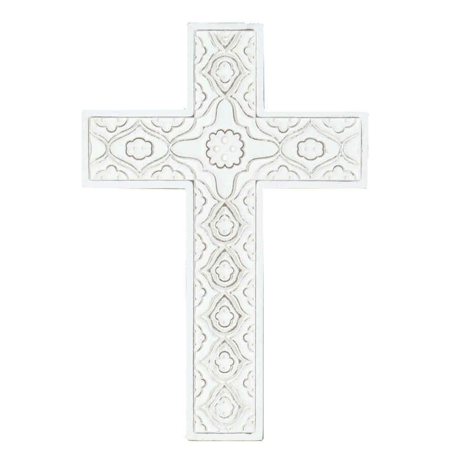 Wall Art * | Grace Mitchell White Wooden Cross Wall Art, 11 16 Affordable Price