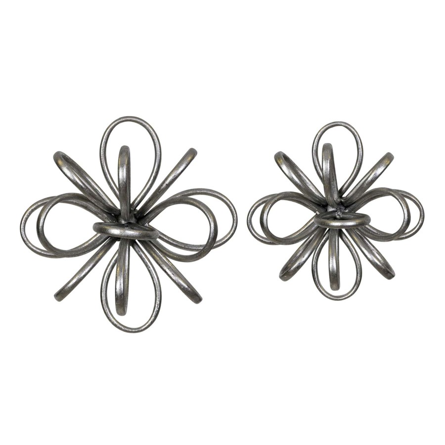 Wall Art * | Grace Mitchell 2-Piece Silver Metal Geo Bows Wall Decor, 10 Shop