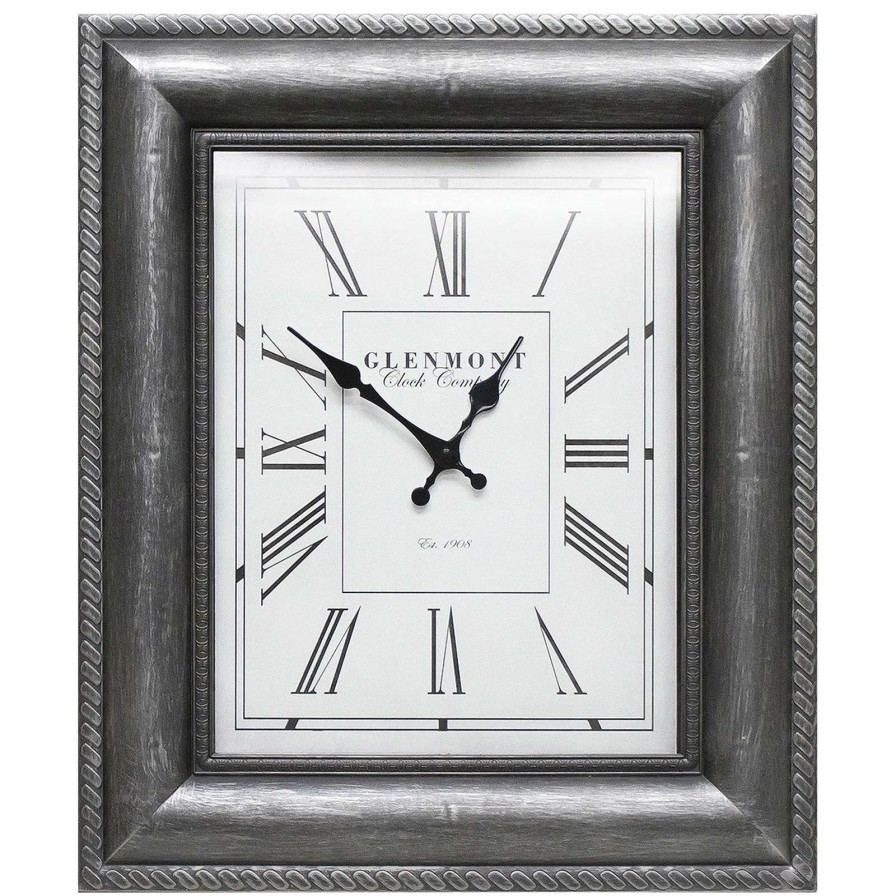 Clocks * | 16X20 Pewter Embossed Frame Wall Clock Delicate Design