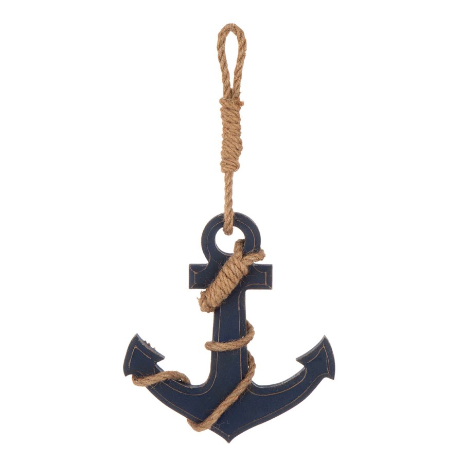 Wall Art * | Blue Wooden Anchor Door Hanger, 6 Wholesale