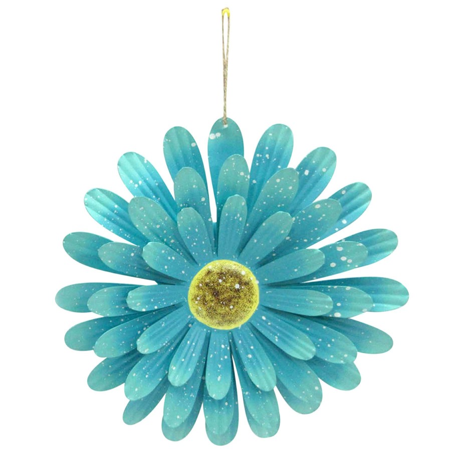 Wall Art * | Blue Metal Flower Wall Decor, 13 The Latest Fashion